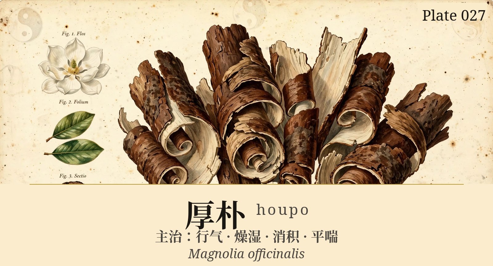 Houpo (Magnolia Bark) — classical plate